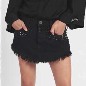 NEW One Teaspoon 4040 Black Denim Skirt 26